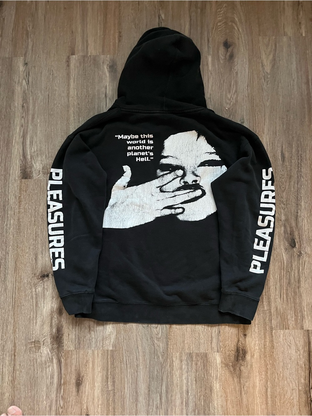 Y2K Pleasures Cocaine black cotton hoodie with white graphic. Size L #streetwear